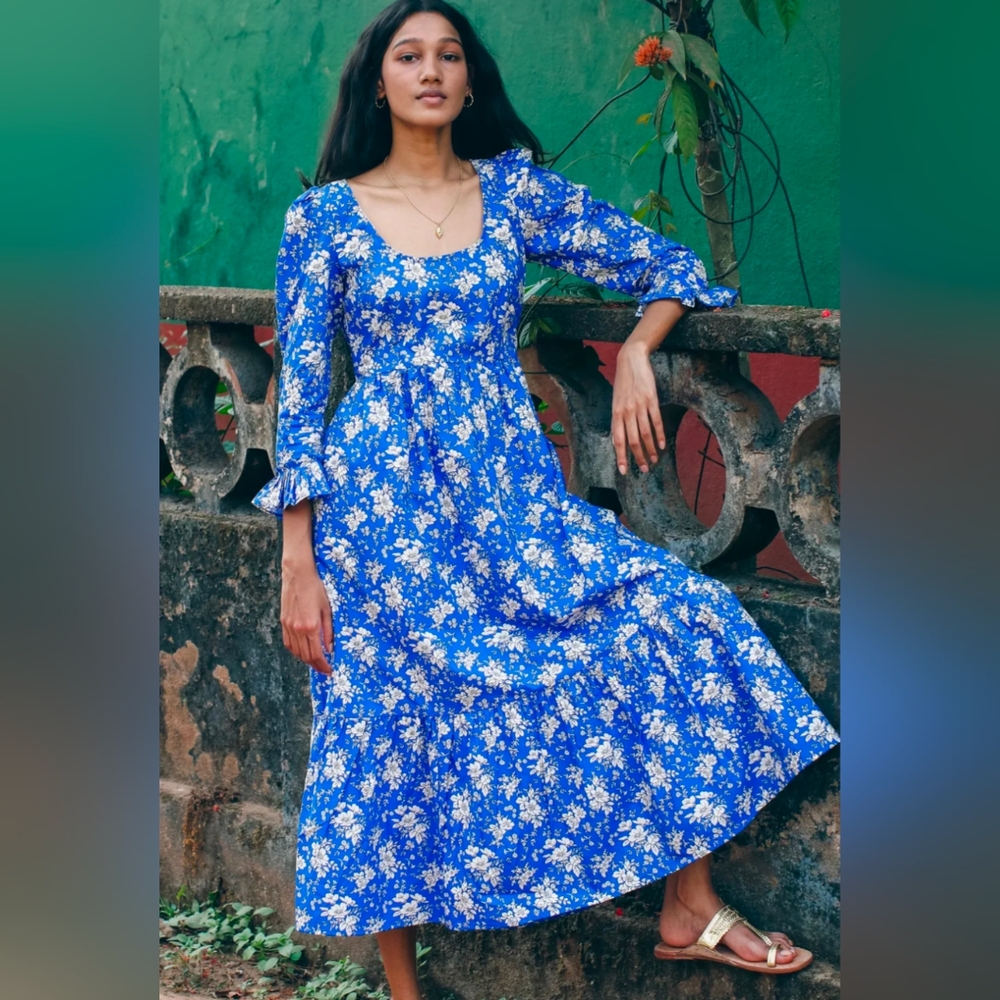 Floral Blue Dress - Size Small - Bouquet Carys Dress